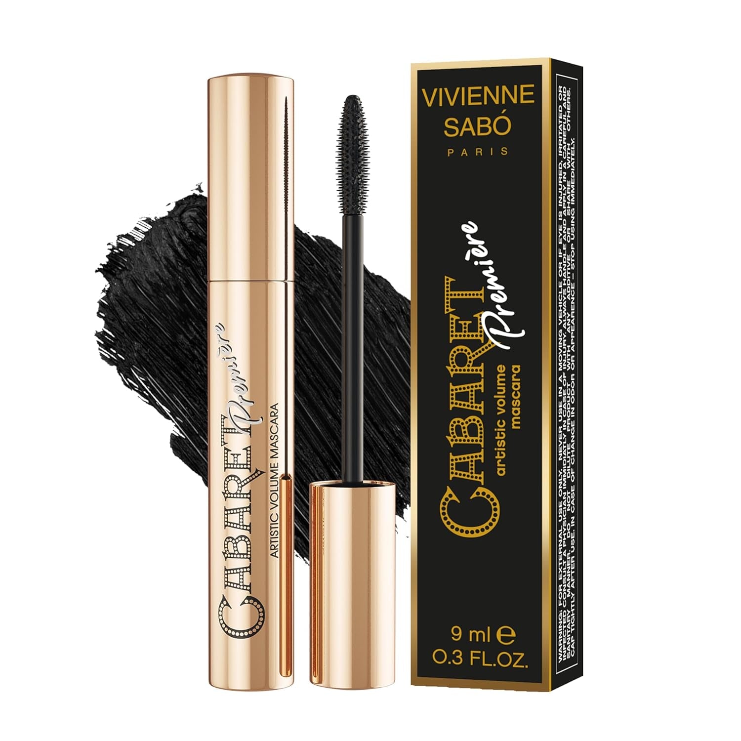 Cabaret Premiere Black Mascara, Volume and Length, Defining, Curling, No Flaking, No Clumping, Smudge Proof, Washable, Cruelty-Free, Made in Europe, (01 Black), 0.3 Fl Oz, 1 Pack