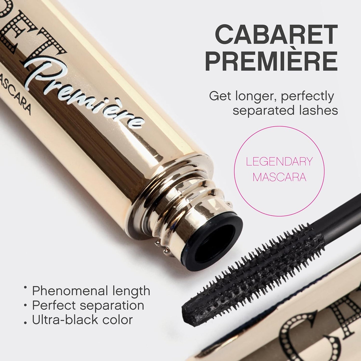 Cabaret Premiere Black Mascara, Volume and Length, Defining, Curling, No Flaking, No Clumping, Smudge Proof, Washable, Cruelty-Free, Made in Europe, (01 Black), 0.3 Fl Oz, 1 Pack