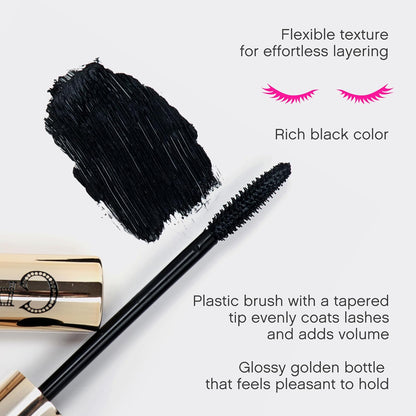 Cabaret Premiere Black Mascara, Volume and Length, Defining, Curling, No Flaking, No Clumping, Smudge Proof, Washable, Cruelty-Free, Made in Europe, (01 Black), 0.3 Fl Oz, 1 Pack